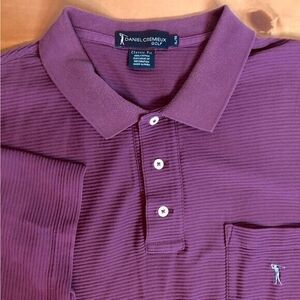 Daniel Cremieux Golf Mens Wine Colored Classic Fit 100% Cotton Shirt Sleeve Polo
